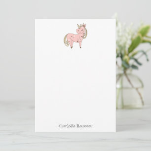 Carte De Correspondance Papeterie personnalisée pour enfants licorne