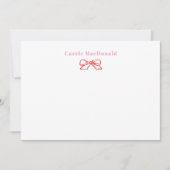 Carte De Correspondance Papeterie personnalisée rubans aquarelle rose roug (Devant)