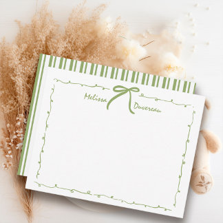Carte De Correspondance Papeterie personnalisée sage préppy avec nœud dood