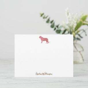 Carte De Correspondance Papeterie personnalisée Simple Rose Tigre Script