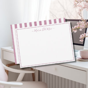 Carte De Correspondance Papeterie personnalisée Stripes Roses Dusty modern
