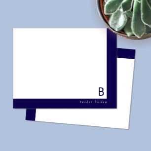 Carte De Correspondance Papeterie personnelle coin à monogramme bande bleu