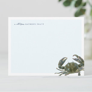 Carte De Correspondance Papeterie personnelle Crabe bleu aquarelle côtière