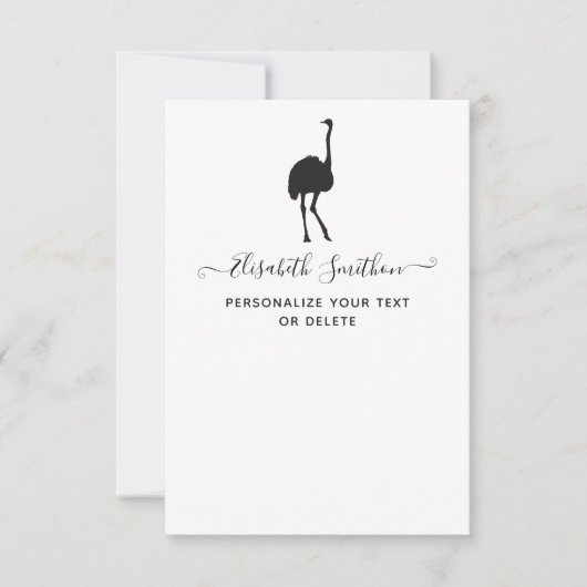 Carte De Correspondance Papeterie personnelle d'autruche d'oiseau drôle mi (Devant)