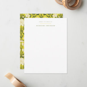 Carte De Correspondance Papeterie personnelle Jaune Art Nouveau Floral