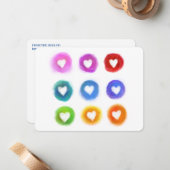 Carte De Correspondance Papeterie personnelle : Rainbow Love coeurs (Devant/Arrière en situation)