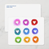 Carte De Correspondance Papeterie personnelle : Rainbow Love coeurs (Devant / Derrière)