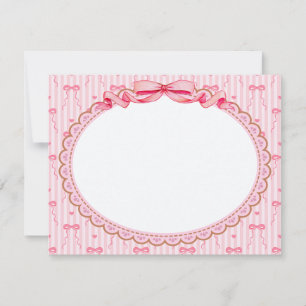 Carte De Correspondance Papeterie Remerciement Élégante Ruban Rose et Blan