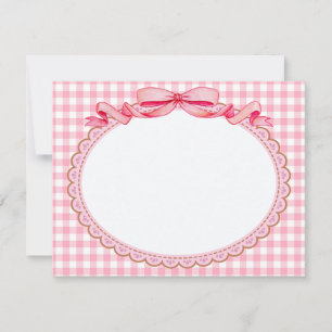 Carte De Correspondance Papeterie Ruban Rose et Blanc Merci
