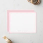 Carte De Correspondance Papeterie simple à bordure rose (Devant/Arrière en situation)
