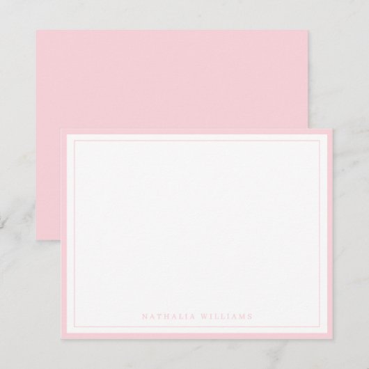 Carte De Correspondance Papeterie simple à bordure rose (Devant / Derrière)