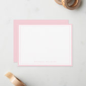 Carte De Correspondance Papeterie simple à bordure rose (Devant/Arrière en situation)