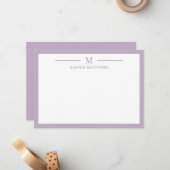 Carte De Correspondance Papeterie simple classique violette (Devant/Arrière en situation)