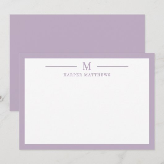 Carte De Correspondance Papeterie simple classique violette (Devant / Derrière)