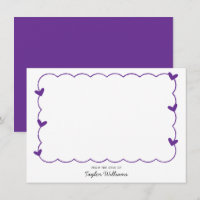 Papeterie simple cœur à bordure ondulée violette