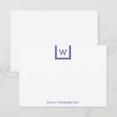 Carte De Correspondance Papeterie Simple Initial dans Boîte Bleu Profond (Devant / Derrière)