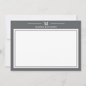 Carte De Correspondance Papeterie simple monogramme gris charbon (Devant)