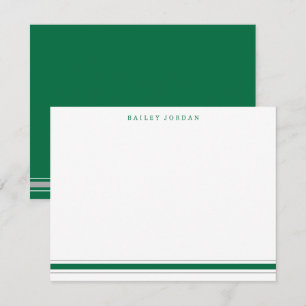 Carte De Correspondance Papeterie simple trois bandes vert gris pour homme