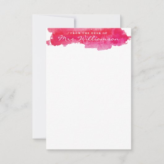 Carte De Correspondance Papier à aquarelle rose chaud (Devant)
