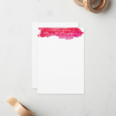 Carte De Correspondance Papier à aquarelle rose chaud (Devant/Arrière en situation)