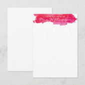 Carte De Correspondance Papier à aquarelle rose chaud (Devant / Derrière)