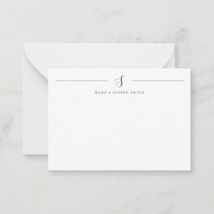 Carte De Correspondance Papier à Lettre Mariage Noms de Couple Initiale Mo