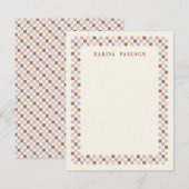Carte De Correspondance Papier à lettres à cadre damier - Marron (Devant / Derrière)