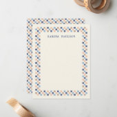 Carte De Correspondance Papier à lettres à cadre damier - Navy (Devant/Arrière en situation)