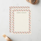 Carte De Correspondance Papier à lettres avec cadre damier - Vert (Devant/Arrière en situation)