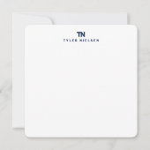 Carte De Correspondance Papier à lettres bleu avec initiales (Devant)
