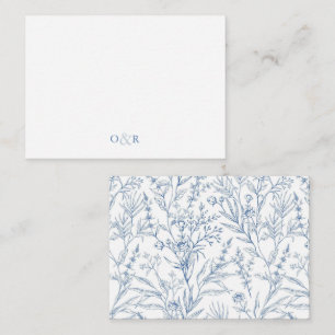 Carte De Correspondance Papier à lettres Blue Floral Monogram Couples