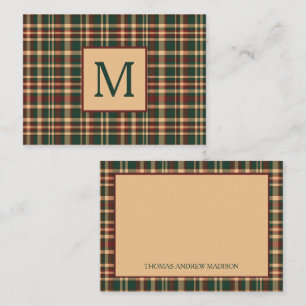 Carte De Correspondance Papier à lettres de Noël vintage à carreaux rouges