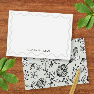 Carte De Correspondance Papier à Lettres Floral Vert Sauge Pâle Personnali
