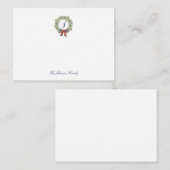 Carte De Correspondance Papier à lettres Monogramme Couronne de Noël Fête (Devant / Derrière)