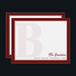 Carte De Correspondance Papier à lettres monogramme rouge foncé<br><div class="desc">Cette conception comporte un monogramme gras et fané dans l'arrière - plan et de l'espace pour un nom/texte en bas. Cliquez sur le bouton personnaliser si vous souhaitez ajuster les éléments de conception et/ou modifier le texte ! Des variantes de ce design, des couleurs supplémentaires, ainsi que des produits de...</div>