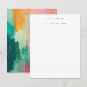 Carte De Correspondance Papier à lettres peint rose Turquoise