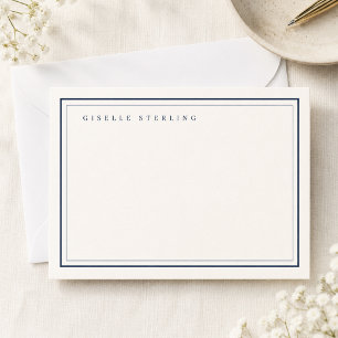 Carte De Correspondance Papier à lettres personnalisé bleu marine ivoire d