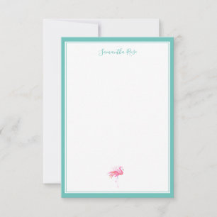 Carte De Correspondance Papier à lettres personnalisé Flamant rose aquarel