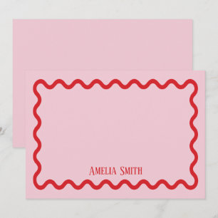 Carte De Correspondance Papier à lettres personnalisé moderne rouge ondulé