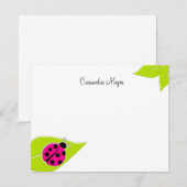 Carte De Correspondance Papier à lettres personnalisées Pink Ladybug (Devant / Derrière)