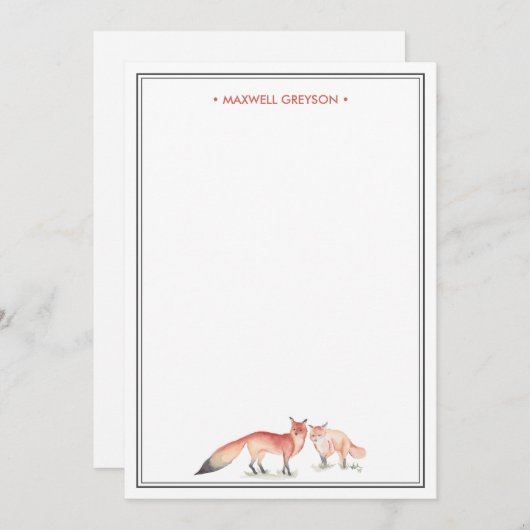 Carte De Correspondance Papier à lettres personnalisées Red Fox (Devant / Derrière)