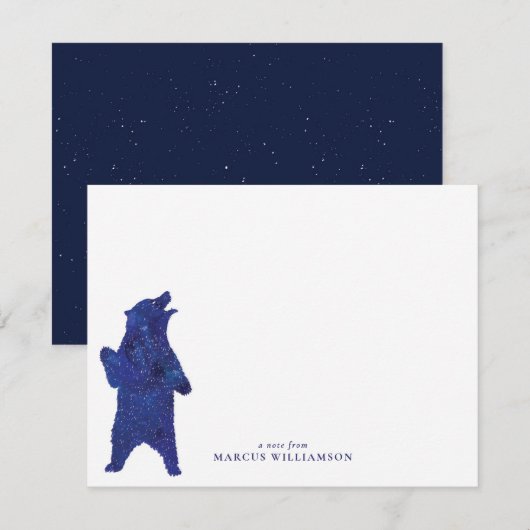 Carte De Correspondance Papier à lettres personnel Blue Bear (Devant / Derrière)