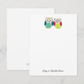 Carte De Correspondance Papier à lettres personnel Cute Owl (Devant / Derrière)