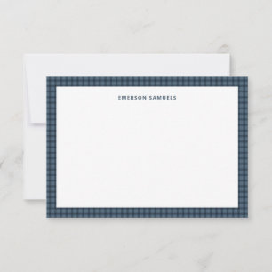Carte De Correspondance Papier à lettres simple à carreaux bleus vérifiés