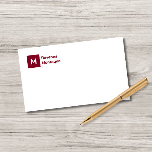 Carte De Correspondance Papier à lettres simple bordeaux personnalisé avec