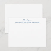 Carte De Correspondance Papier à Merci de script bleu récemment marié (Devant / Derrière)