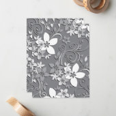 Carte De Correspondance Papier mural à fleurs 2 (Devant/Arrière en situation)