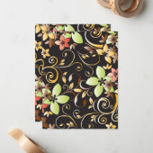 Carte De Correspondance Papier mural à fleurs 4 (Devant/Arrière en situation)