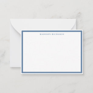 Carte De Correspondance Papier personnalisé avec bordure bleu marine clair