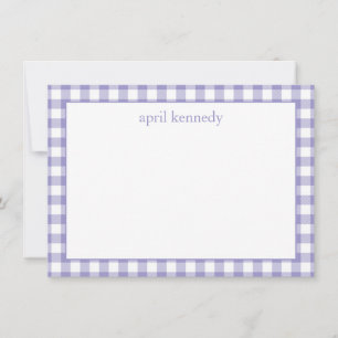 Carte De Correspondance Papier Plat Personnalisé à Carreaux Gingham Violet